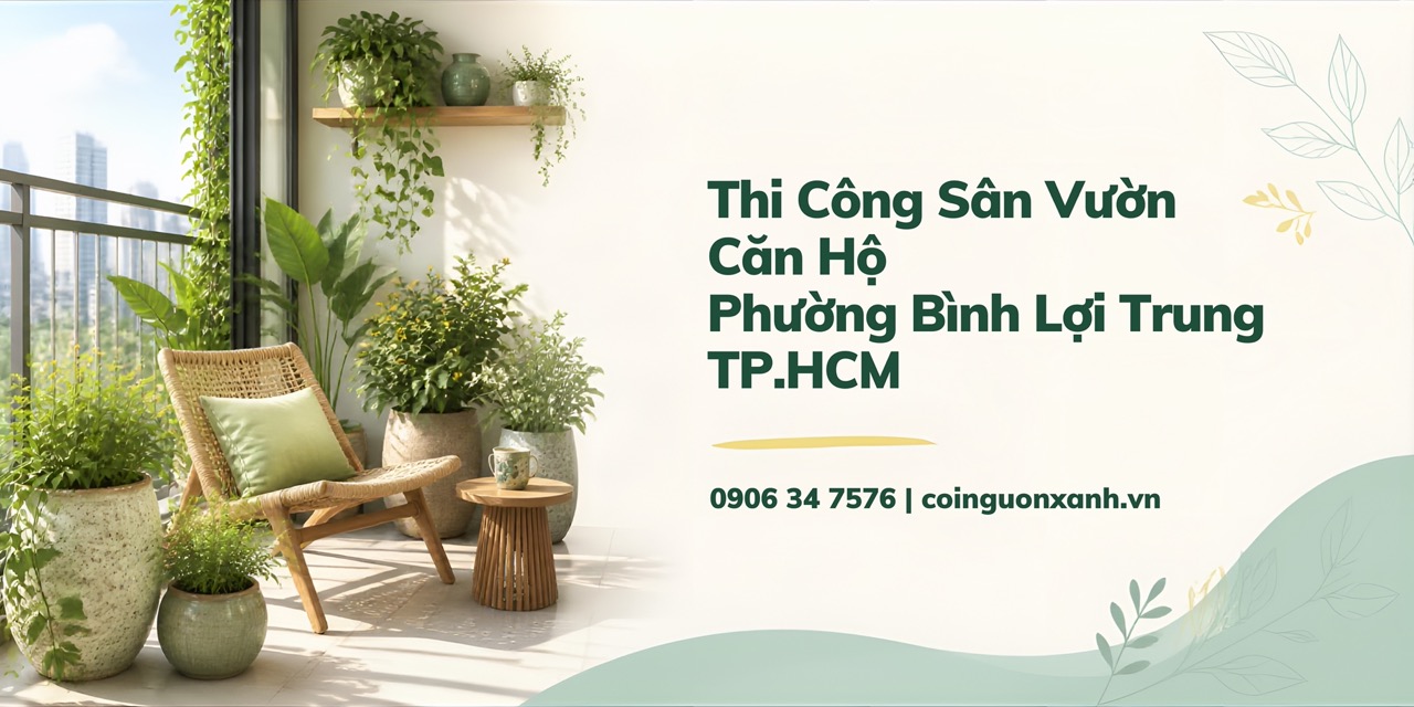 Thi công sân vườn căn hộ ở Phường Bình Lợi Trung TP.HCM – Đẹp, xanh, tối ưu diện tích