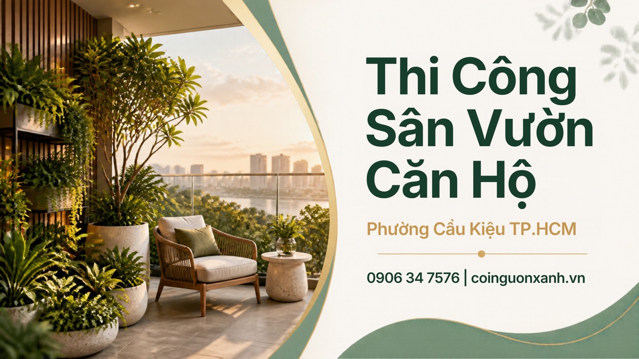 Thi Công Sân Vườn Căn Hộ Ở Phường Cầu Kiệu TP.HCM Đẹp, Xanh, Hiện Đại