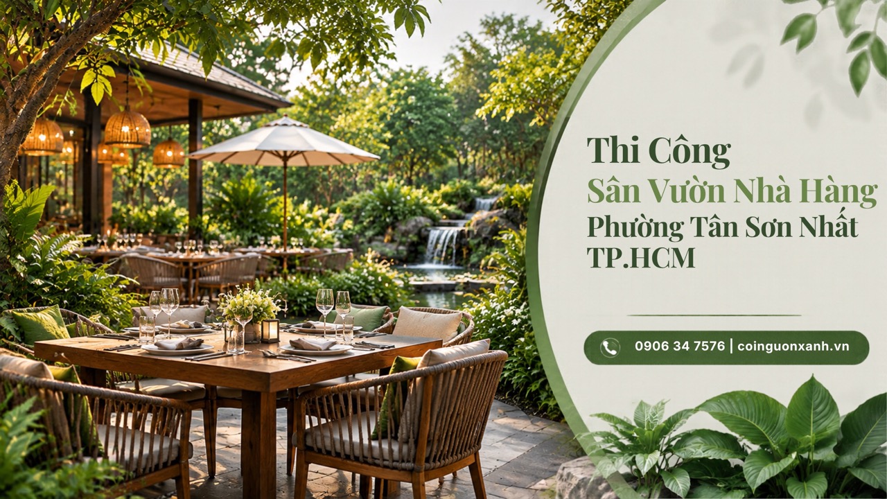 Thi Công Sân Vườn Nhà Hàng Ở Phường Tân Sơn Nhất TP.HCM – Kiến Tạo Không Gian Xanh Sang Trọng, Thu Hút Thực Khách