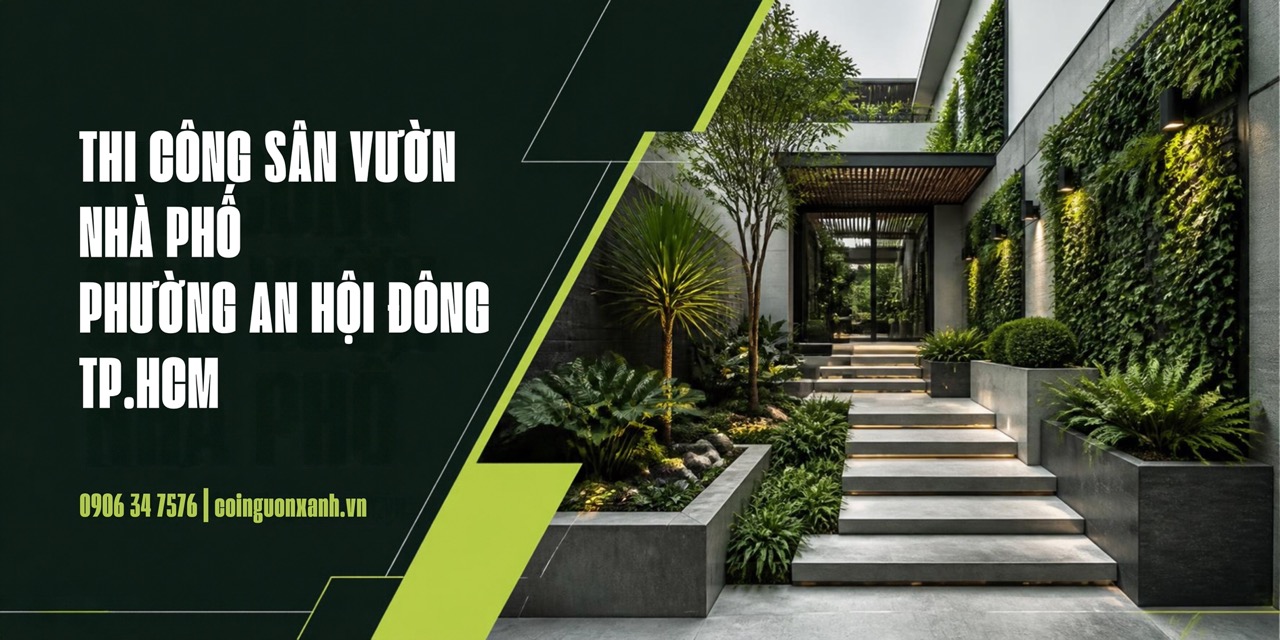 Thi Công Sân Vườn Nhà Phố Ở Phường An Hội Đông TP.HCM – Đẹp, Xanh, Tối Ưu Diện Tích