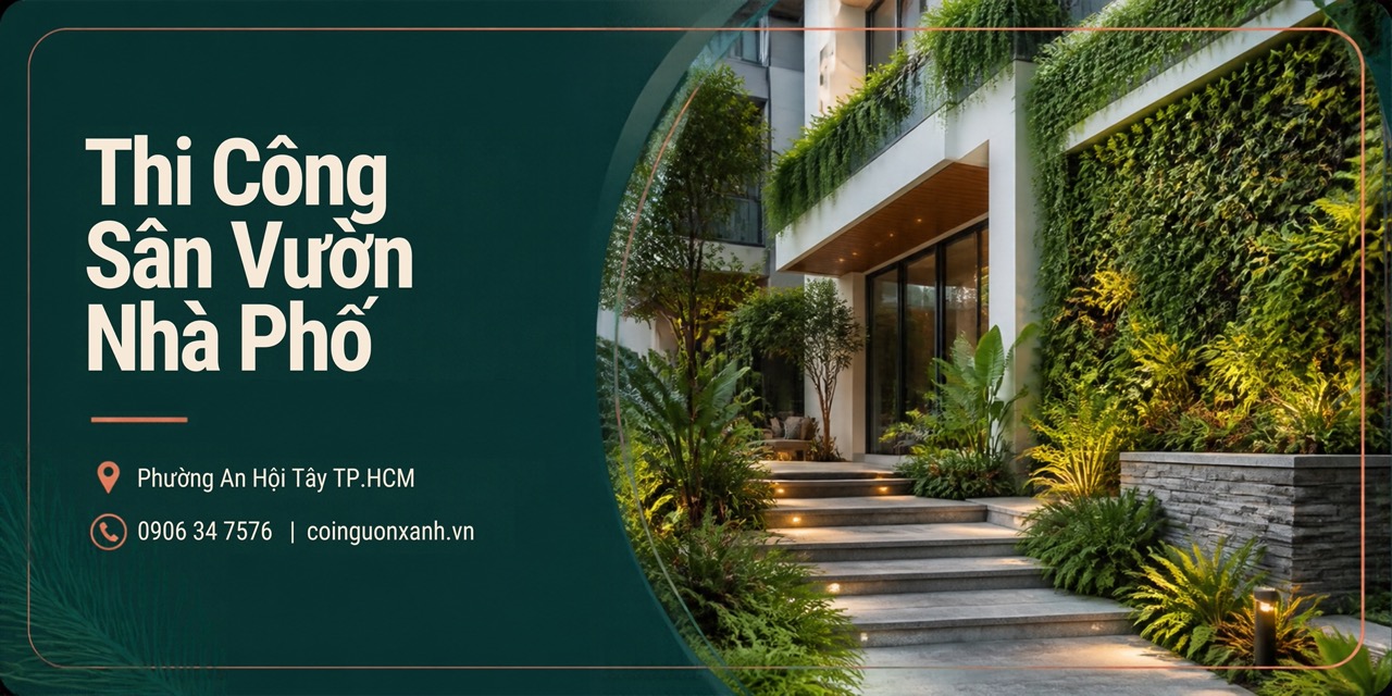 Thi Công Sân Vườn Nhà Phố Ở Phường An Hội Tây TP.HCM – Đẹp, Xanh, Tối Ưu Diện Tích