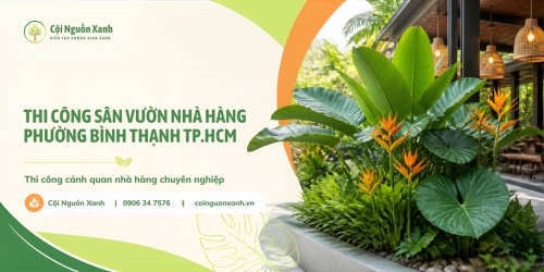 Thi công sân vườn nhà hàng ở Phường Bình Thạnh TP.HCM – Không gian xanh ấn tượng
