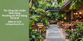 Thi công sân vườn nhà hàng tại Phường An Phú Đông TP.HCM – Đẹp, xanh, thu hút khách